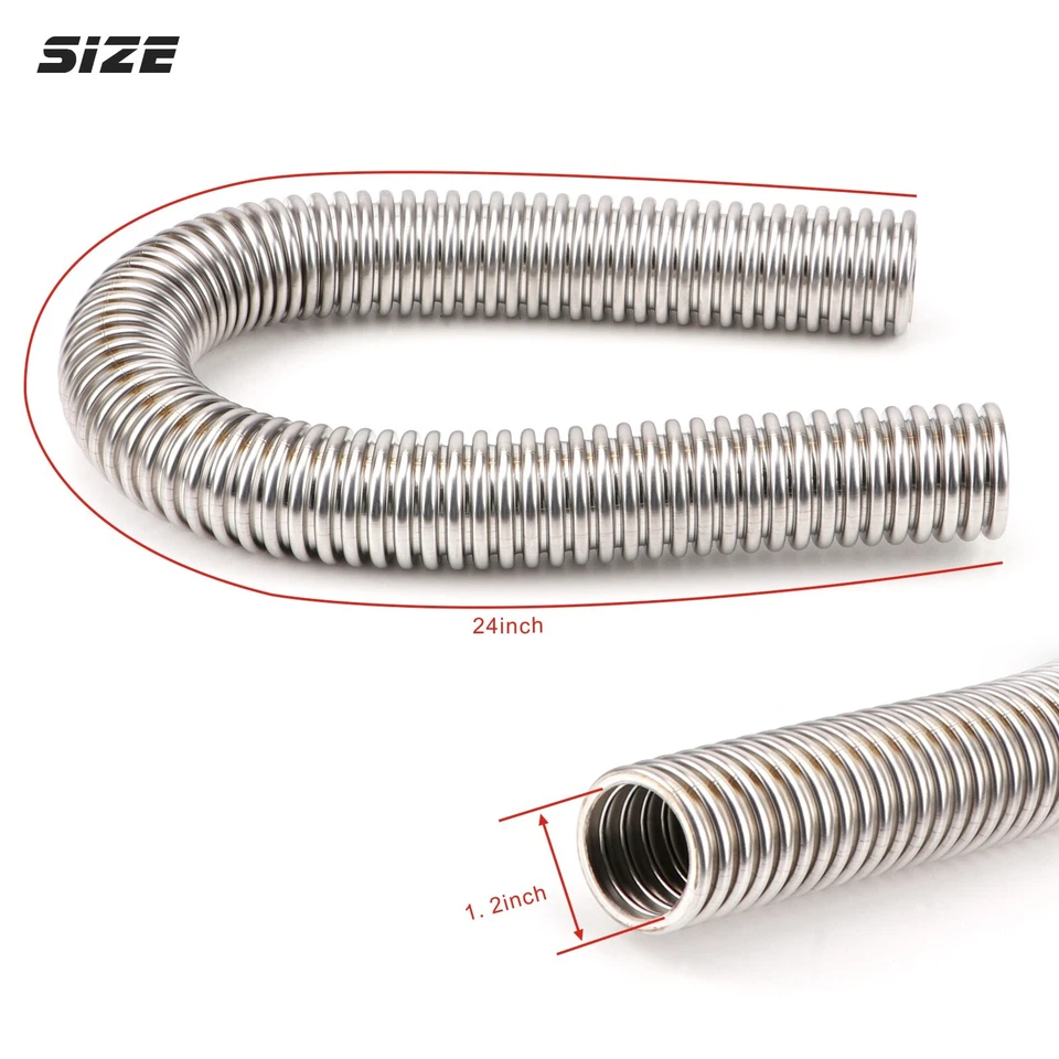 Kit Manguera Radiador Acero Inoxidable Cromo 24", Kit Manguera Radiador Flexible✨ Foto 4 de 4