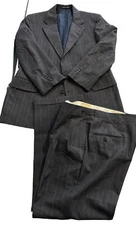 Daks Suit Mens Grey Stripe 2-Piece (42R and pants: 35x28) Pure Wool