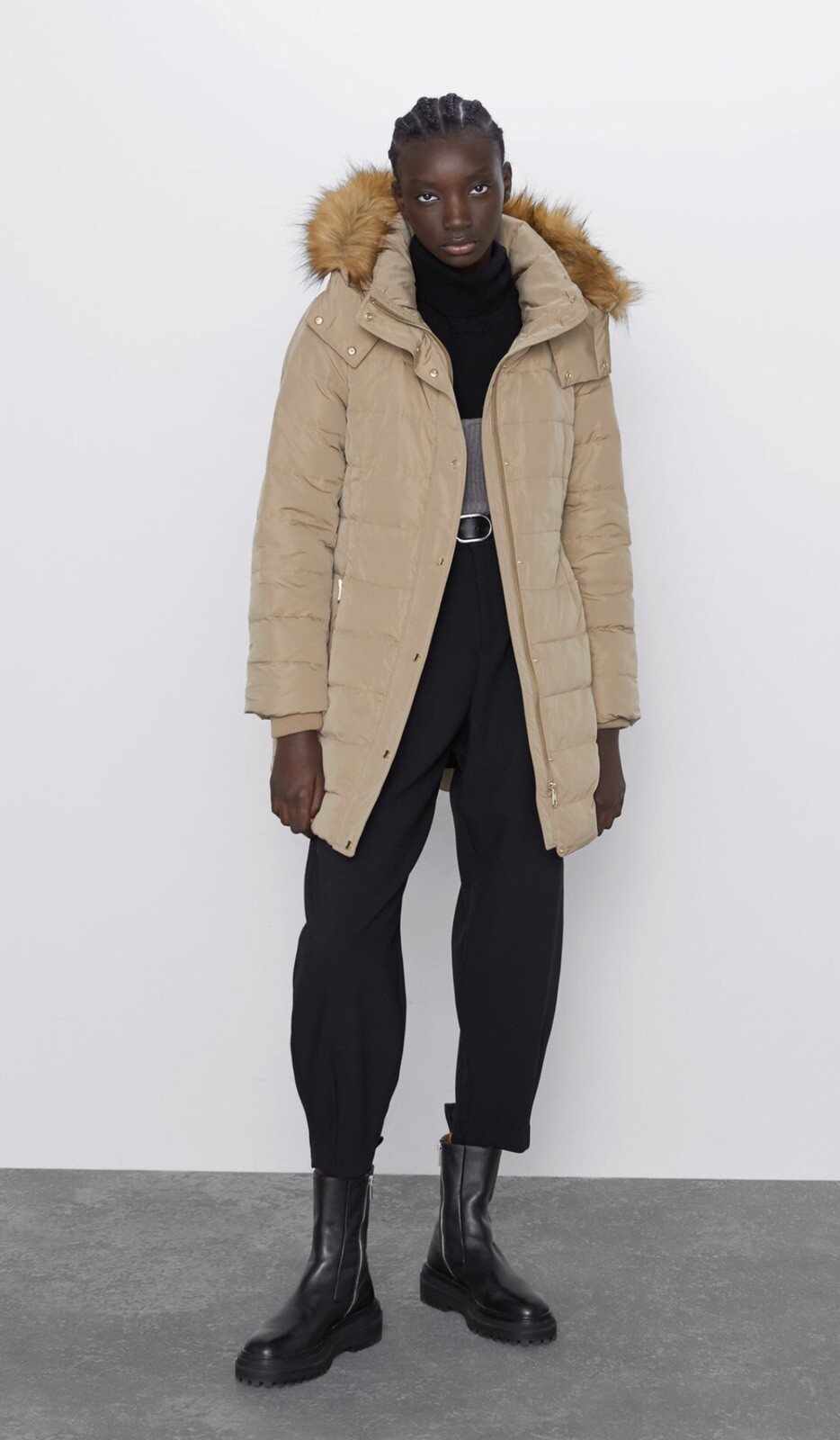 Zara Camel Water Repellent Belted Down Puffer L UK14 Bnwt # P45L image 8