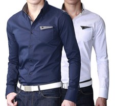 Mens Clothes Dress Shirts Long Sleeve Luxury Casual Slim Business Camisas Shirts