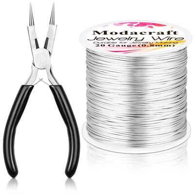 20 Gauge Silver Jewelry Wire with 4 in 1 Plier 82FT Craft Wire 0.8mm Tarnish ...