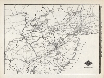 1944 Antique Reading Railway Map Vintage Reading Lines Railroad Map ...