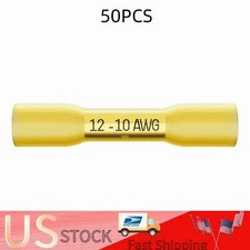 US Heat Shrink Butt Wire Crimp Connectors Terminals Yellow 12-10 Gauge AWG 50PCS
