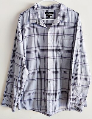 MARC ANTHONY Mens XXL Button-down Long-sleeve Shirt Gray Plaid