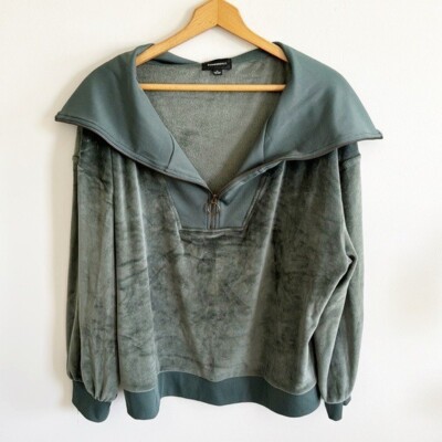 SummerSalt emerald green The Plush Velour Half-Zip Pullover size XL