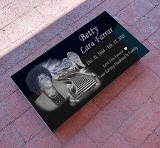 12x24x0.45 inch Human Headstone, Tombstone, Grave Marker, Diamond Engraved