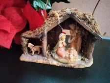 FONTANINI 1987 Holy Family Lamb Creche Hanging Ornament Nativity 5" x 3.5"