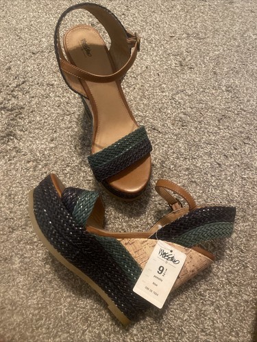 Mossimo Pemella Cork Wedge Sandals -Size 9.5 New With Tags Blue