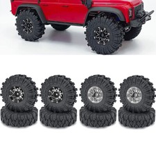 4PCS 1.0" Beadlock Wheel Rims Mud Tires for RC Crawler Axial 1/18 TRX4M SCX24