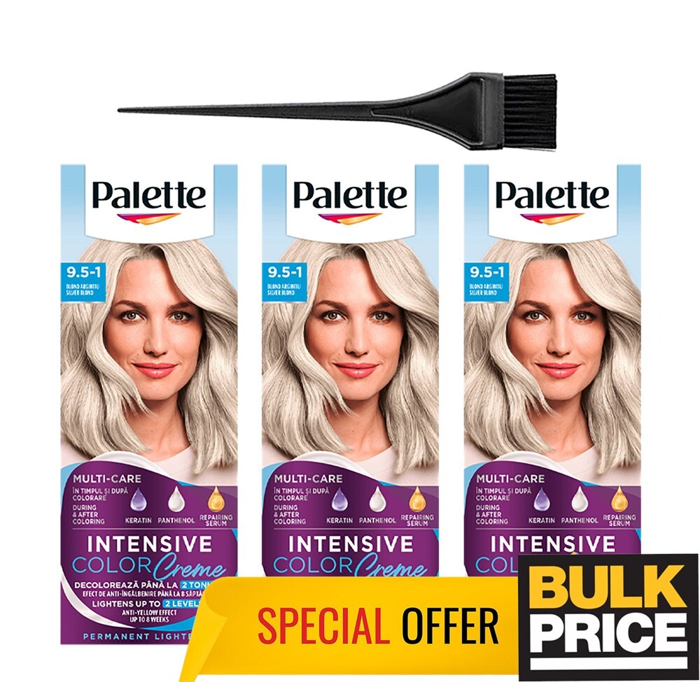 Palette Schwarzkopf Intensive Color Creme 9.5-1 Ash/Silver Blonde Bulk 3-Pack