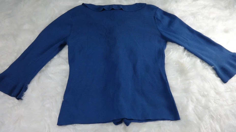 Blusa pulóver Joseph A para mujer azul pequeña manga larga con volantes dobladillo manga 3/4 Foto 2 de 4