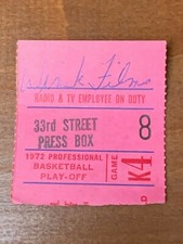 1972 New York Knicks v Boston Celtics Playoff Basketball Ticket Game 2 Havlicek 