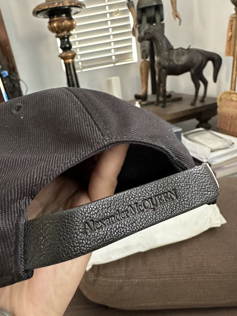 MSRP $390, Alexander McQueen Oversized Embroidered Logo Hat