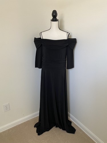 1X Evanese Women's Plus Size Formal Long Evening Dress 3/4 Sleeves, & Side Flare - Picture 2 of 5