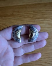 Silber 925 & Gold 585 Ohrringe Ohrclips Massive Organik Design Halbkreis