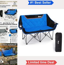 Camping Loveseat Folding Double Chair 650lb Capacity Oversized Padded 600D
