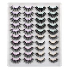 20 Pairs Fluffy Mink False Eyelashes - 3D Volume Cat Eye Styles Pack