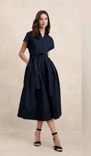 Banana Republic Dress Medium Poplin Midi Shirtdress Cotton Fit & Flare Midi New