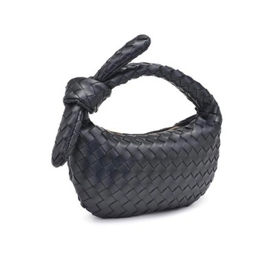 Urban Expressions BLACK Lizbeth Woven Knot Clutch Vegan Leather NWT FREE SHIP