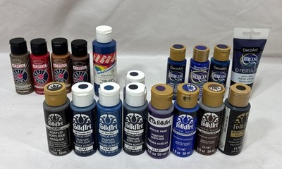 18 Acrylic Paints FolkArt Anita's DecoArt Mixed Colors SOME SEALED