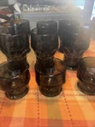 Vintage Anchor Hocking Georgian Smoke Glass Tumbler Set Of 9 Gray Retro Barware
