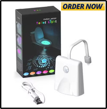 Rechargeable Toilet Bowl Night Light 16 Color LED USB-C PIR Sensor Bathroom Lamp
