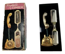 Vtg Hourglass 3-minute Lucite Rotary Telephone Sand Timer Original Box 3" Read