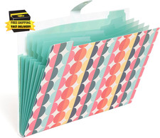 Expanding File Folder, 6-Pocket, Accordion File Organizer, Orange                