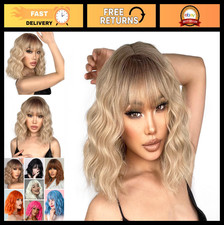 Blonde Wig with Bangs, Synthetic Short Blonde Wigs for Women