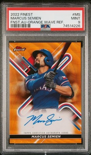 PSA 9 2022 Finest Orange Wave Refractor Auto- 23/25- Marcus Semien #MS