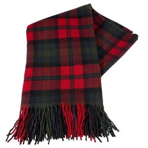 Vintage Pendleton Red Green Tartan Plaid Fringe Hem Virgin Wool Winter Blanket