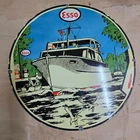 ESSO MARINE PORCELAIN ENAMEL SIGN 29 X 29 INCHES