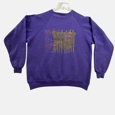 Vintage Laurel Burch Sweatshirt Womens XL Purple Share Dreams Graphic Artsy