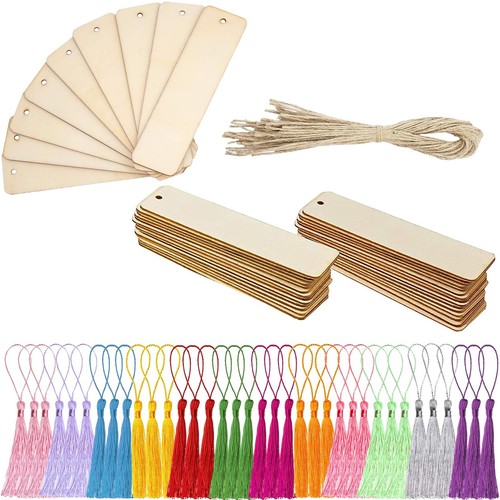 108 Pieces Wood Blank Bookmarks Set, BetterJonny 36 Pieces Craft Bookmark wit...