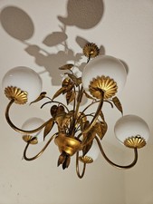 Hans Kögl Kronleuchter Hängelampe Vintage Metall Blätter 