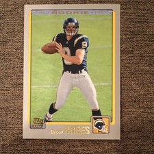 2001 Topps Drew Brees Rookie Card RC #328 Chargers Saints. rookie card picture
