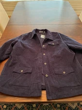 Denim & Co Womens Shacket Jacket 2X Blue Corduroy Warm Cozy