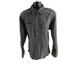 Cinch Modern Fit Mens L Striped Western Shirt Long Sleeve Gray