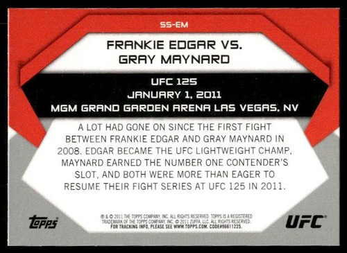 2011 Topps UFC Moment of Truth #SS-EM Edgar /Maynard Showdown Shots Duals NM+ - Picture 2 of 2
