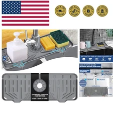 Silicone Faucet Handle Drip Catcher Drying Tray Mat Dish Soap Sponge Holder A...