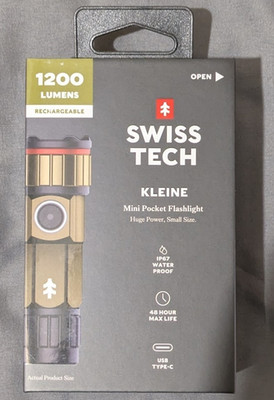 Swiss+Tech Kleine Mini Pocket LED Flashlight 1200 lm USB-C Rechargeable IP67