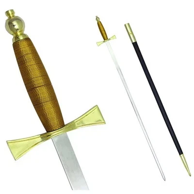 Freemason Masonic Sword Brown Gold Hilt Black Scabbard with Carry Case - Image 1 of 3