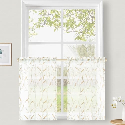 Country Style Kitchen Tier Curtains, Decorative Lightweight Airy Cafe Curtain