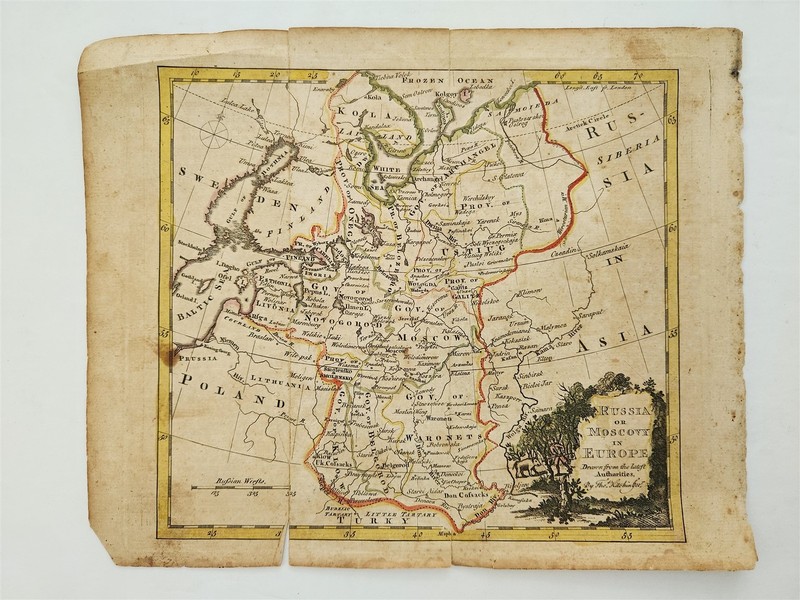 1782 antique RUSSIA MOSCOVY moscow MAP hand colored THOMAS KITCHIN engraved
