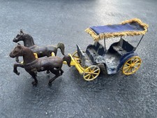 Vintage 1940 Cast Iron Stanley Toys Horse Drawn Carriage Toy USA
