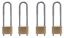 Solid Brass Outdoor Padlocks, 2 inch Wide Body, 4 Pack Keyed Alike Locks with...