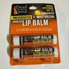 Dead Down Wind Moisturizing Oderless Lip Balm With SPF 30 Sunscreen 2 Pack