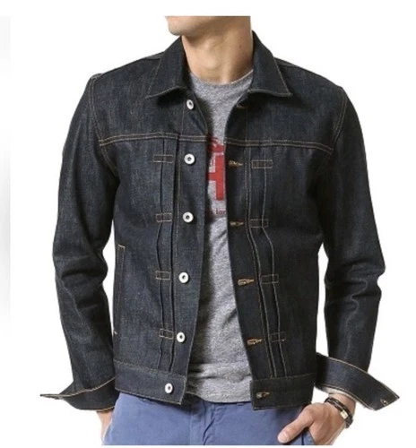 Jack Spade  Mens M Stenson Raw Rigid Selvedge Denim Jacket Made in USA - product listing photo
