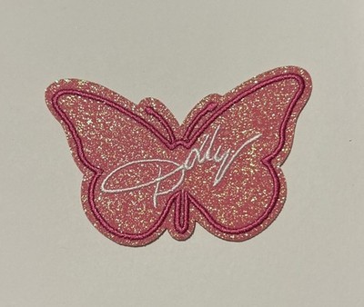 Embroidered Iron on patch Butterfly Dolly Parton Country music Pink large