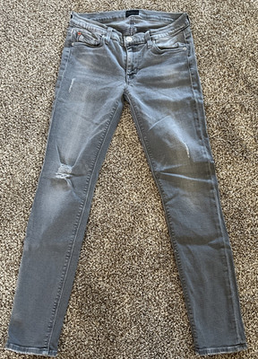 Hudson Jeans Krista Ankle Super Skinny Distressed Grey Women's Size 27 Stretch